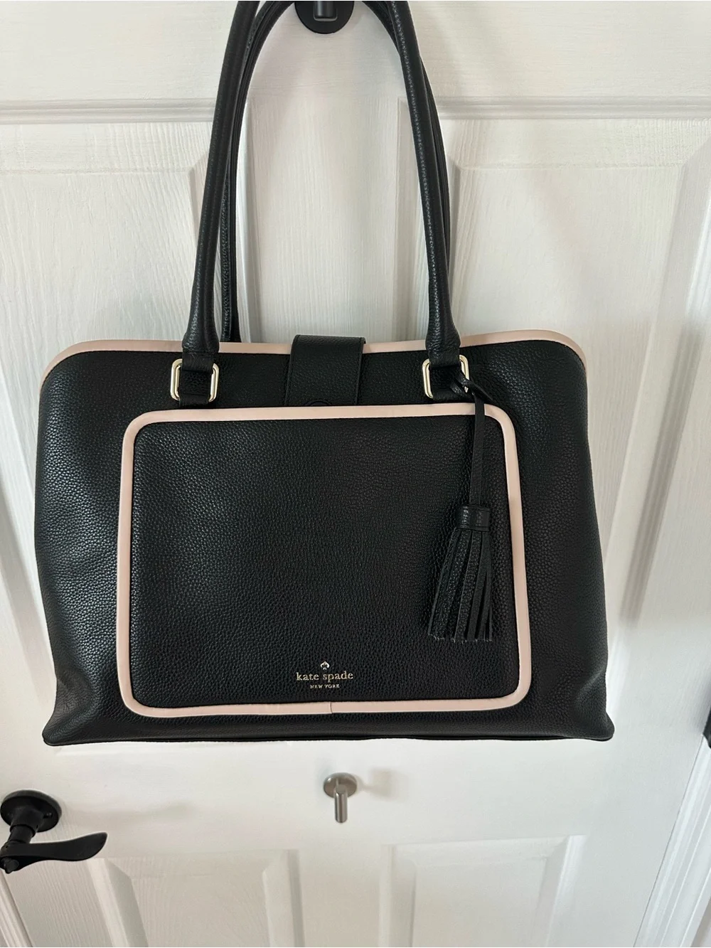 kate spade Black Satchel with Pale Pink Trim